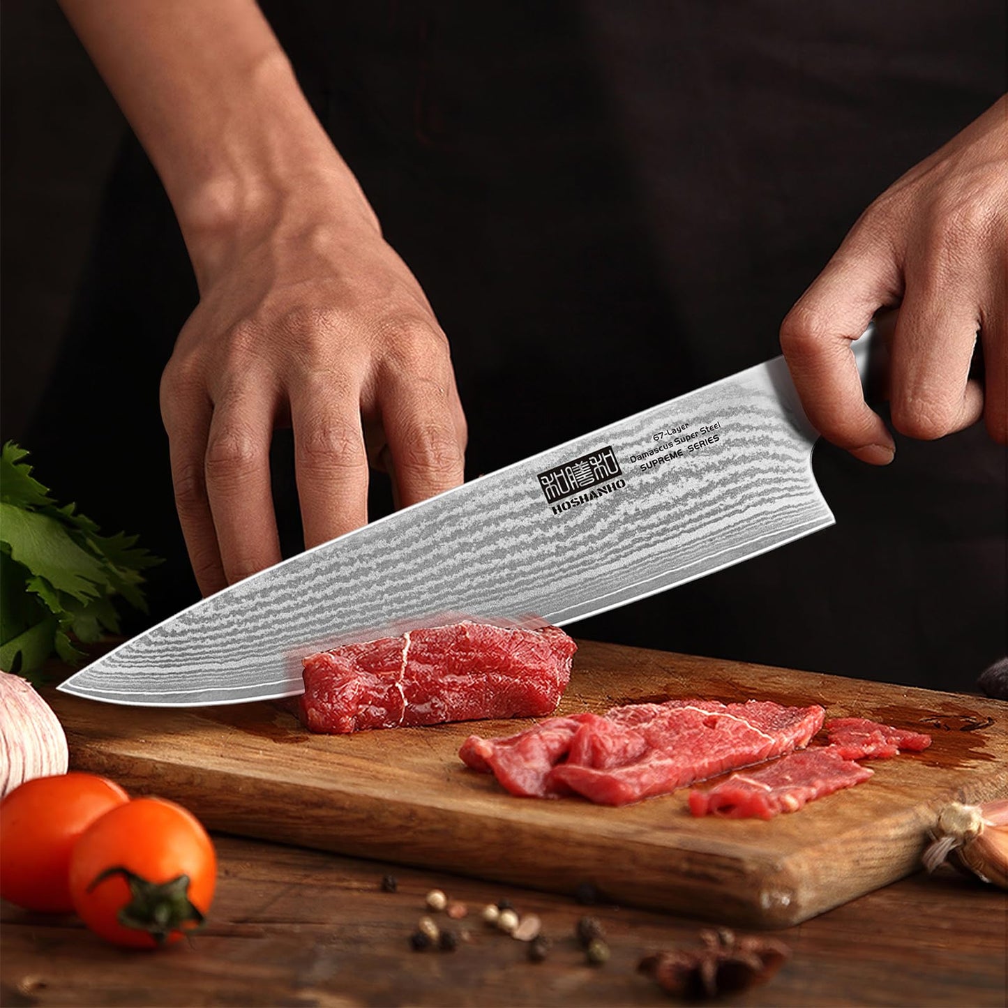 couteau japonais chef Hoshanho brun