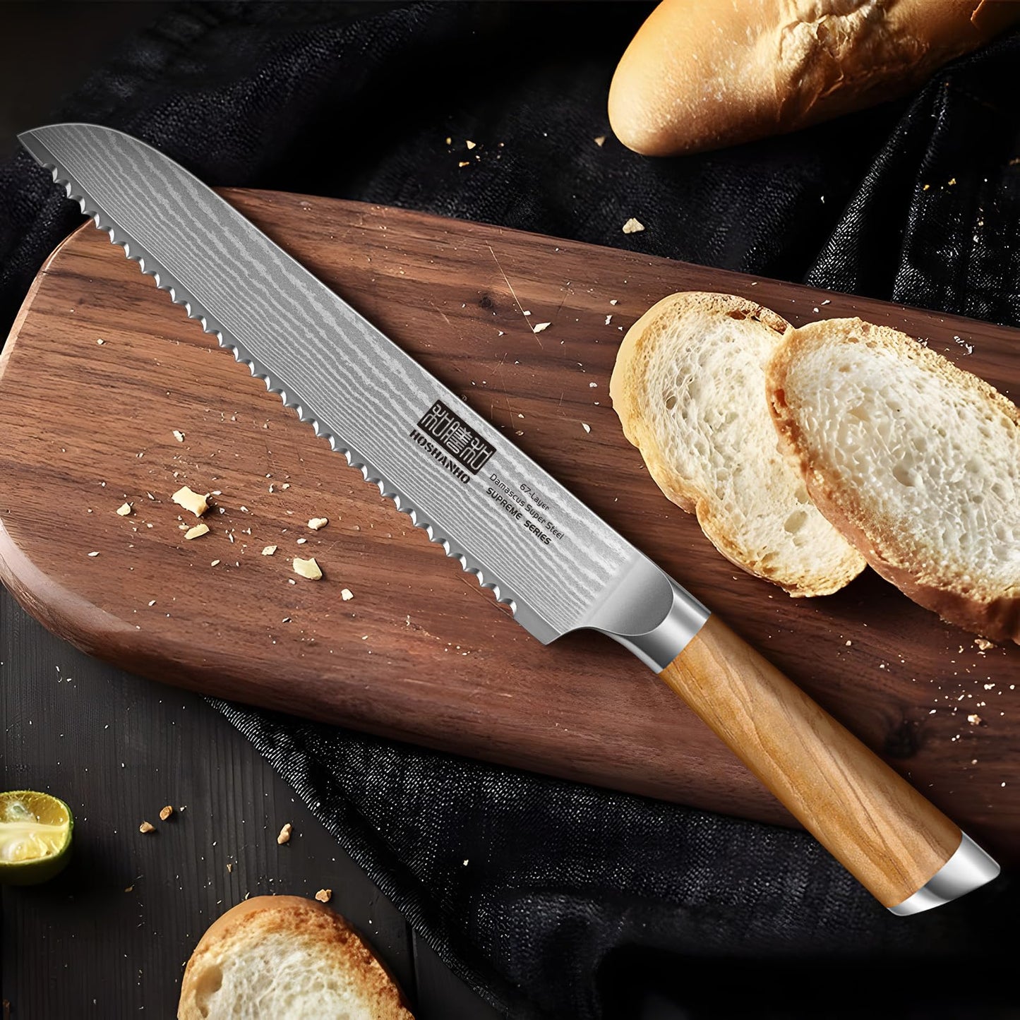 couteau cuisine japonais à pain Hoshanho brun
