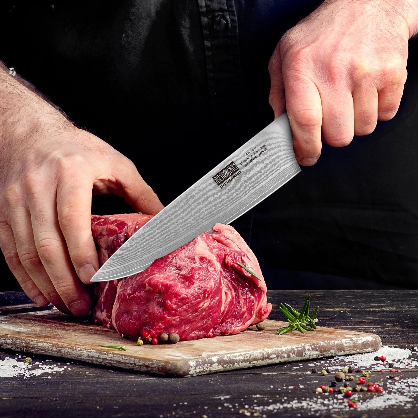 couteau japonais chef Hoshanho brun