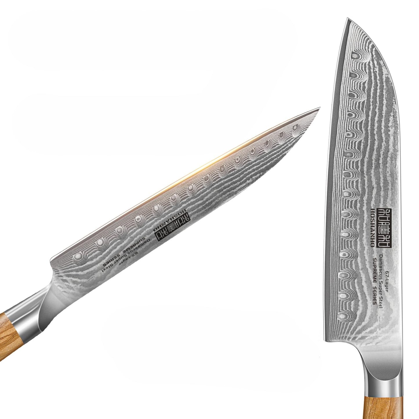 couteau japonais santoku Hoshanho brun