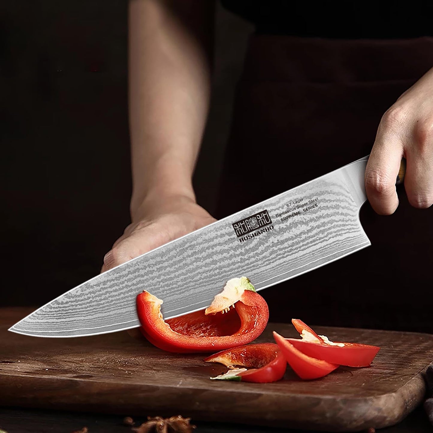 couteau japonais chef Hoshanho brun