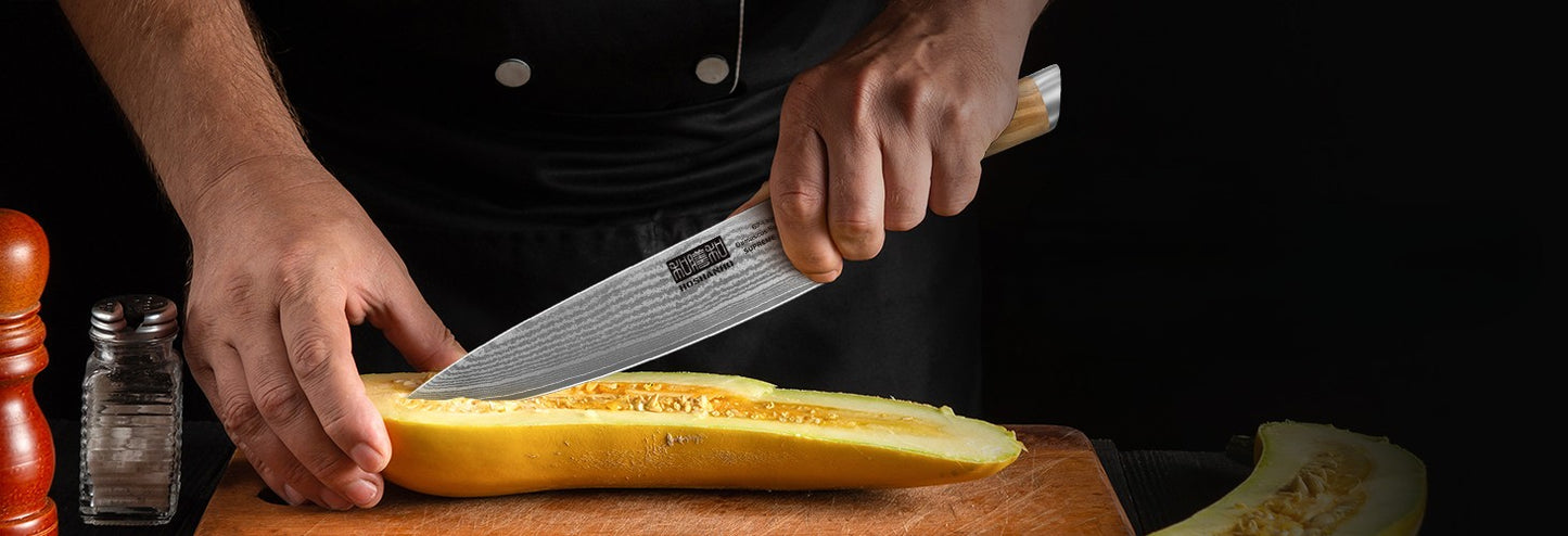 couteau japonais chef Hoshanho brun