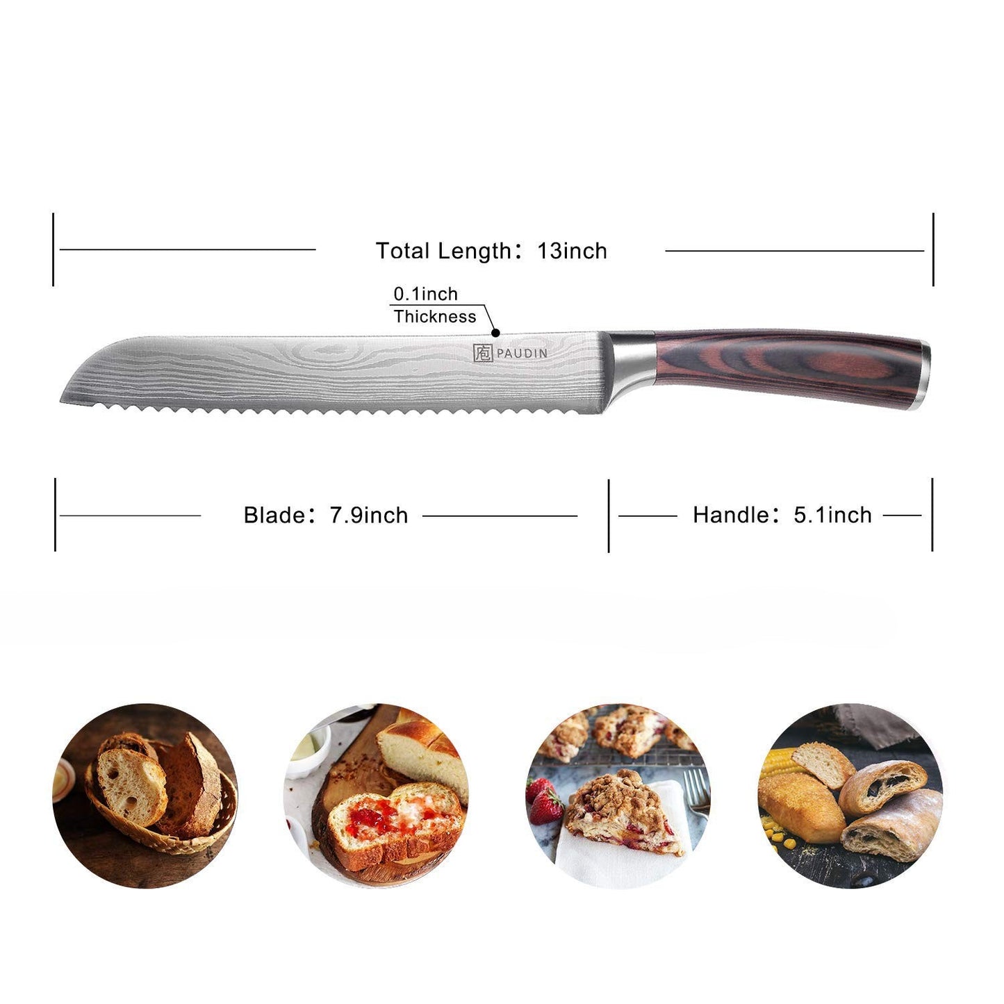couteau de cuisine professionnel à pain Paudin
