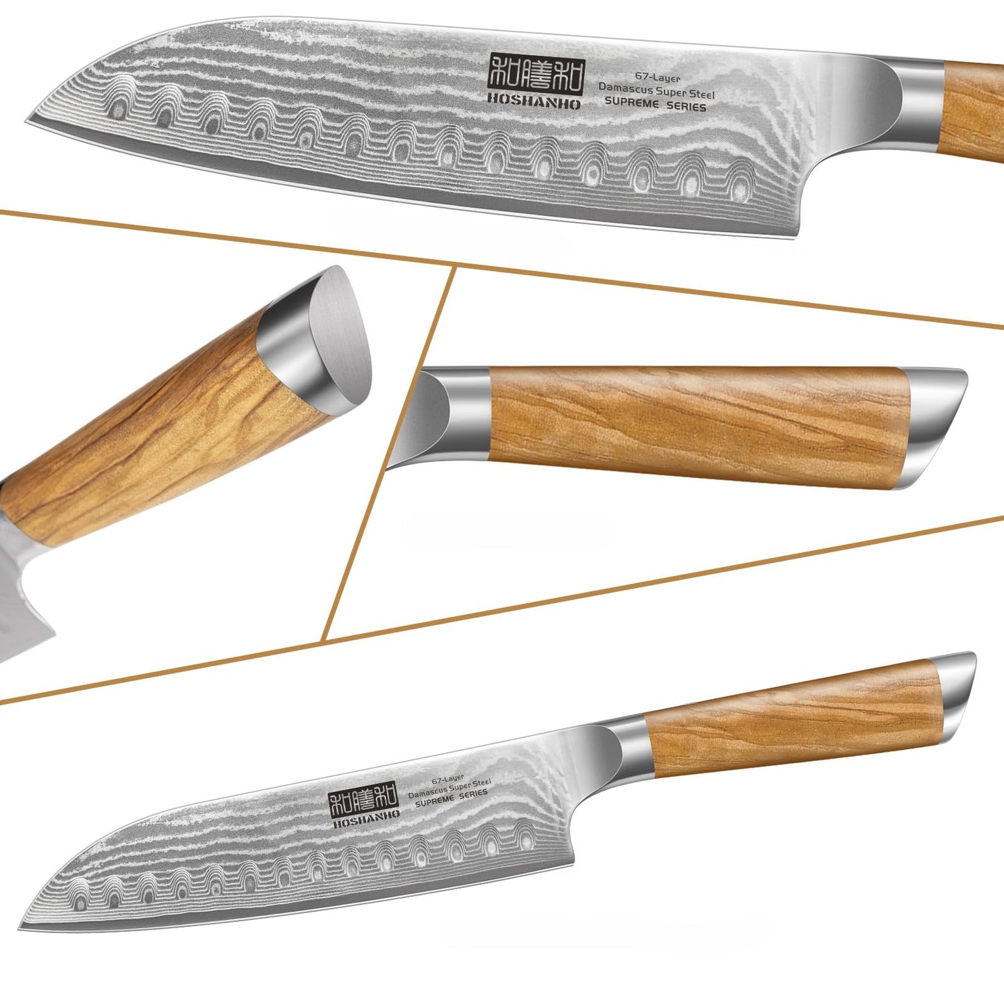 set de couteaux de cuisine Hoshanho 3 pieces brun