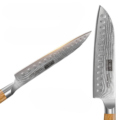 couteau japonais santoku Hoshanho brun