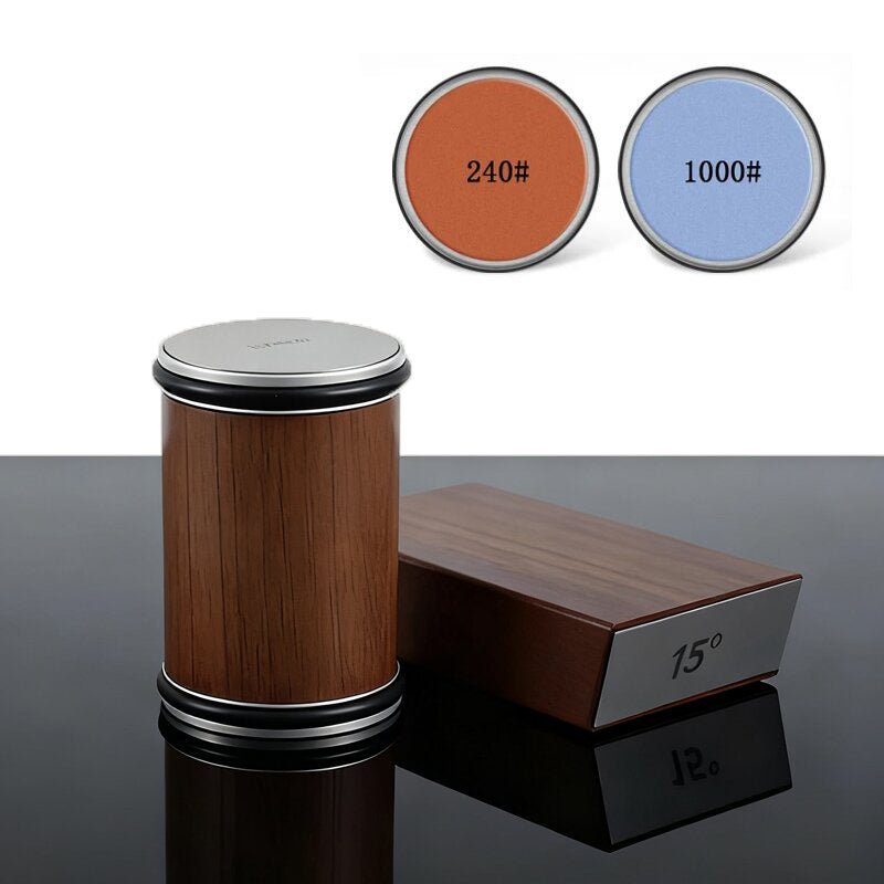 Aiguiseur couteau bois massif pierres grain 240 et 1000 angle 15°