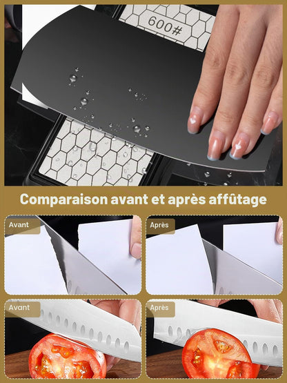 Comparaison avant après affûtage pierre diamant grain 600 – lame comme neuve