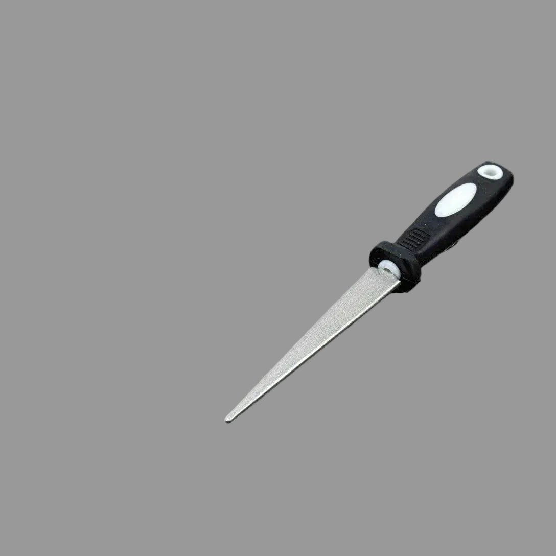 Acier à aiguiser inox tige effilée manche bicolore noir et blanc – Duocuisine