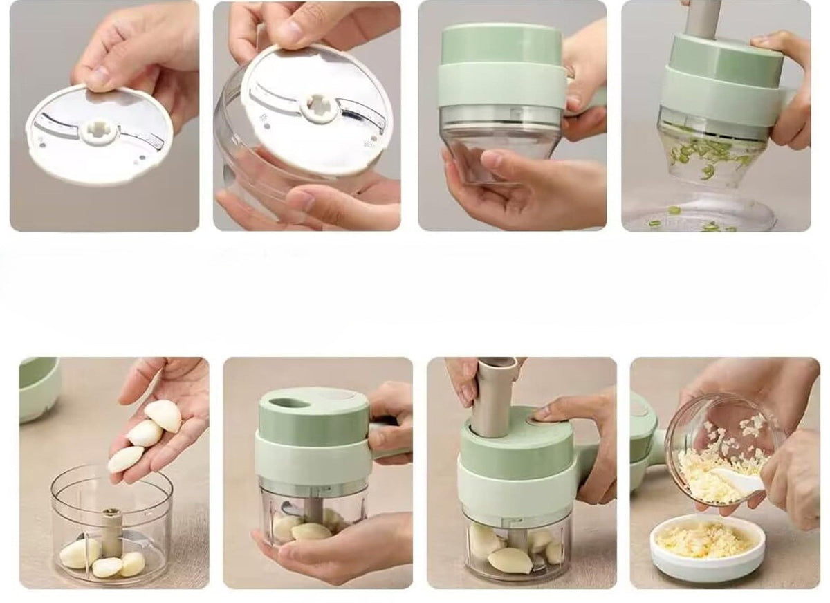 Coupe-Légumes Électrique 4-en-1 Rechargeable - Duocuisine