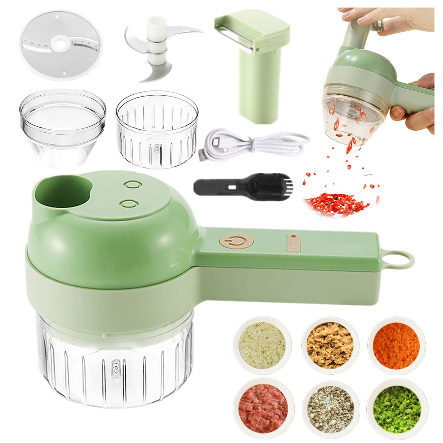 Coupe-Légumes Électrique 4-en-1 Rechargeable - Duocuisine