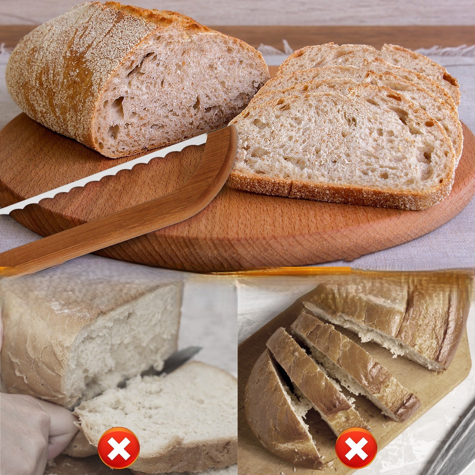 Coupe Pain Ergonomique – Lame Dentelée pour Tranches Parfaites - Duocuisine