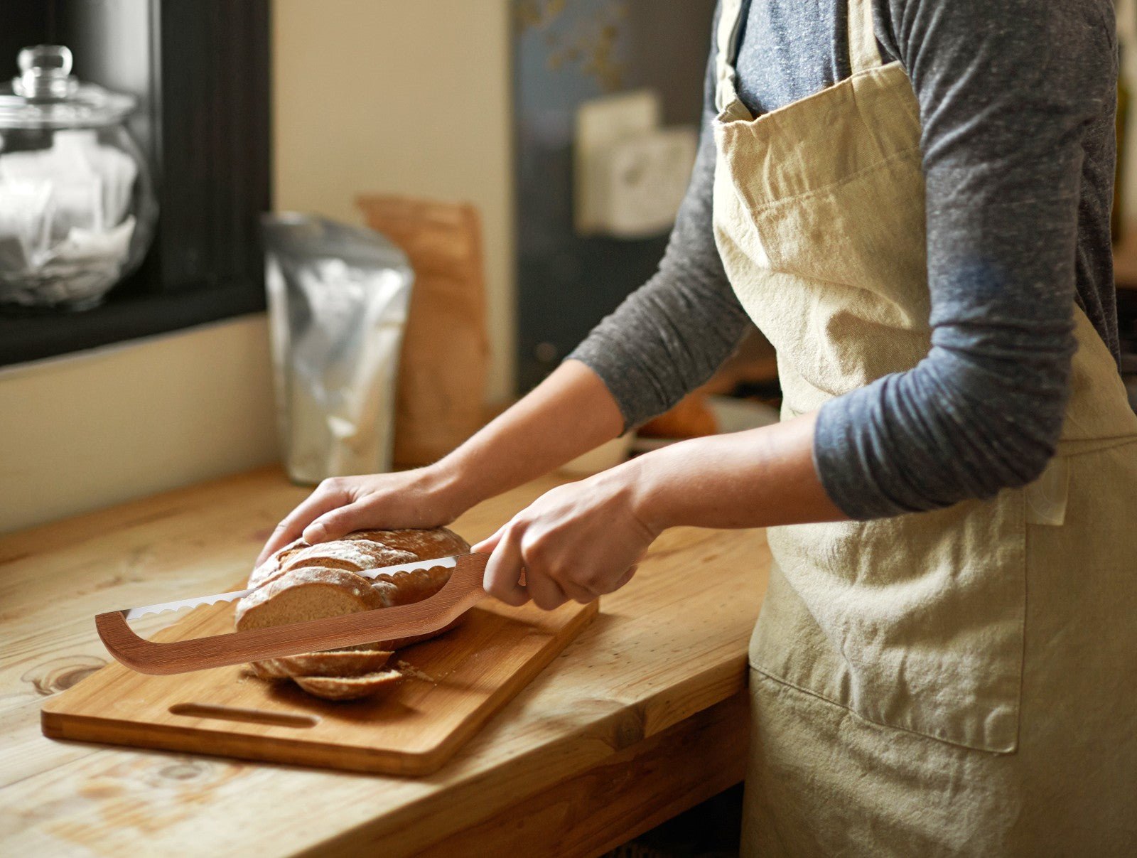 Coupe Pain Ergonomique – Lame Dentelée pour Tranches Parfaites - Duocuisine