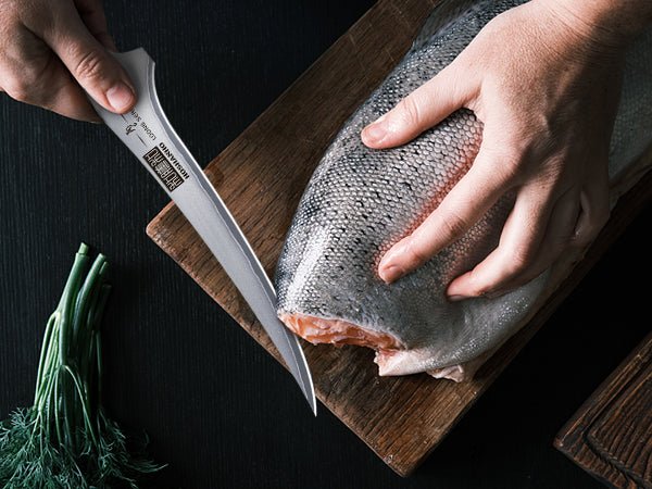 Levée de peau saumon avec couteau à filet Hoshanho Loong Series – lame flexible précision professionnelle