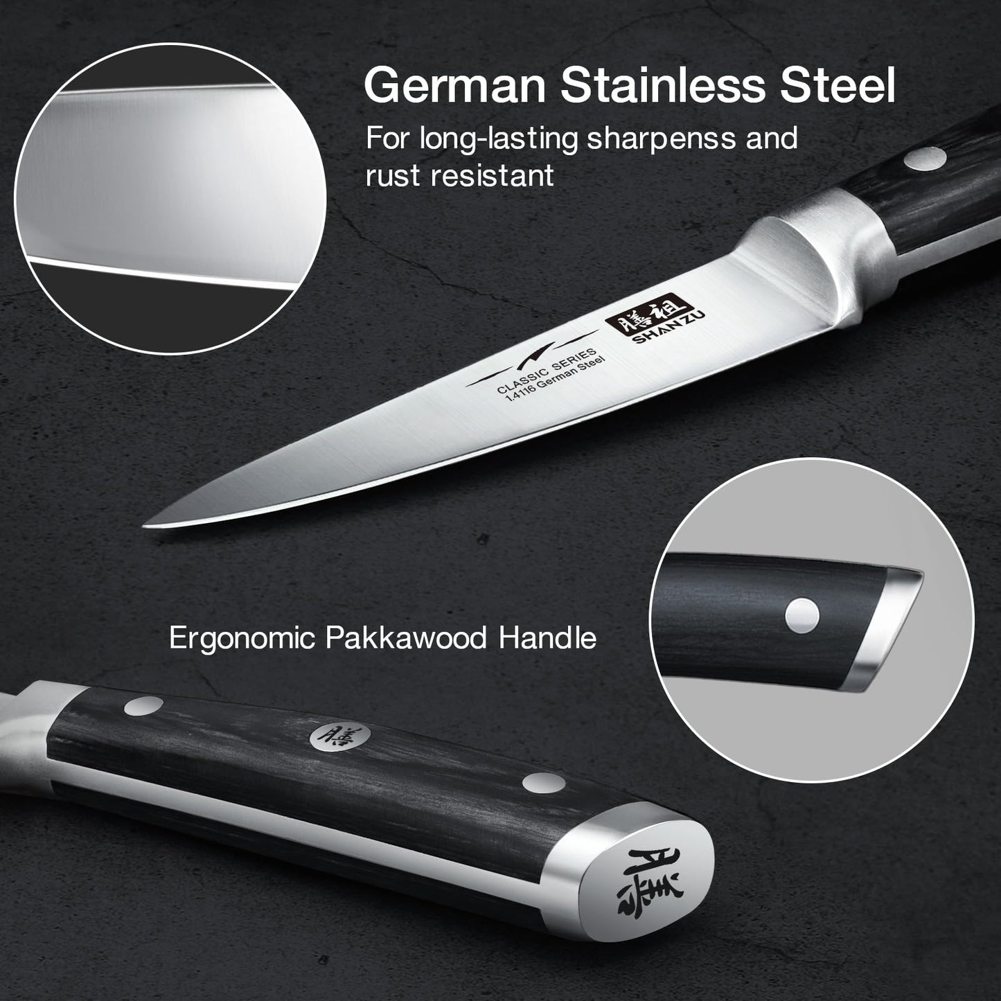 Couteau d'Office Shan Zu | Lame 9 cm Inox Allemand - Duocuisine