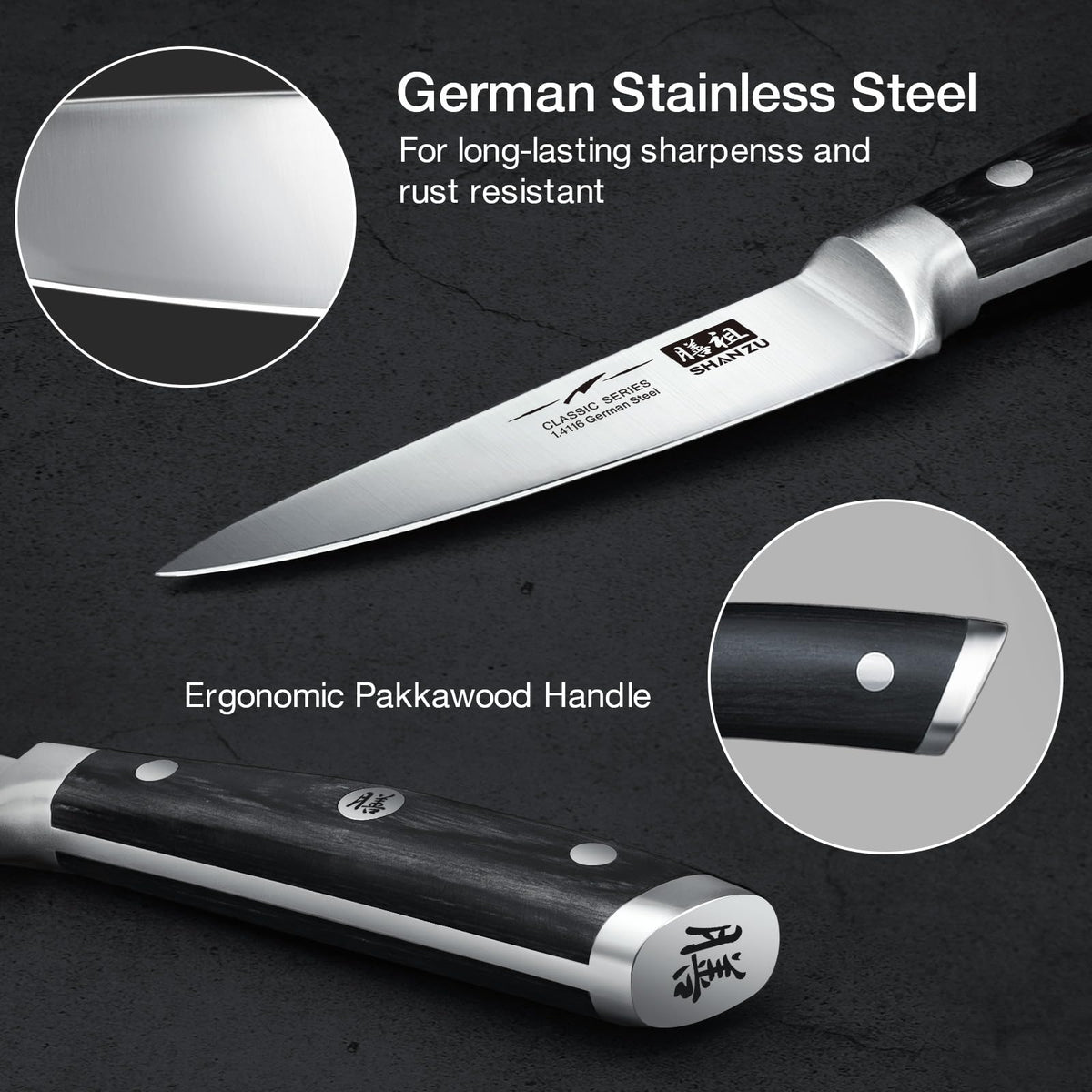 Couteau d'Office Shan Zu | Lame 9 cm Inox Allemand - Duocuisine