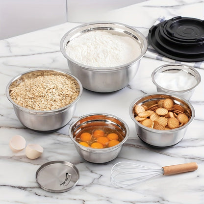 Ensemble de 5 bols en inox avec couvercle et 3 râpes - Duocuisine