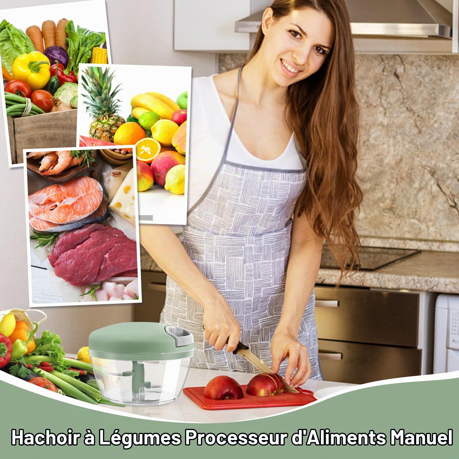 Hachoir à main avec une dame