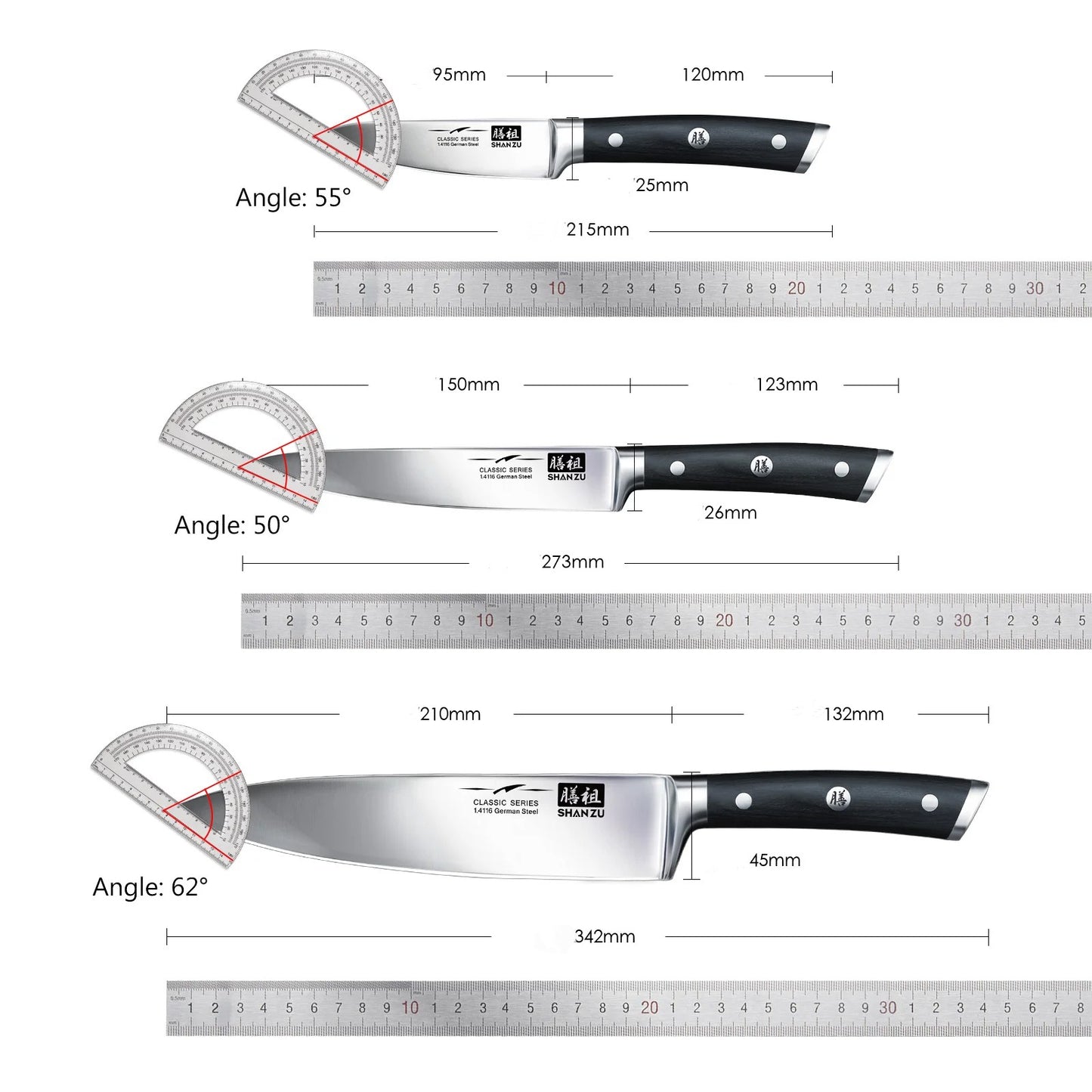 set de couteau de cuisine Shanzu 3 pieces