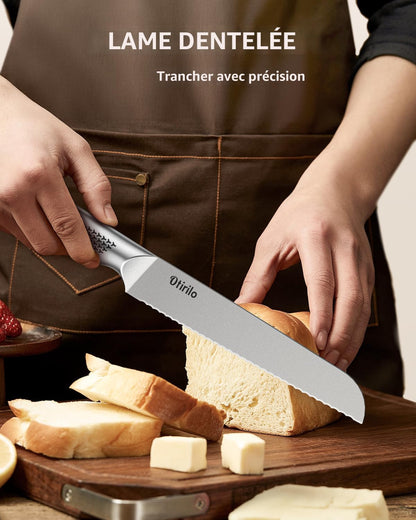 set de couteaux de cuisine Otirilo 14 pieces argent