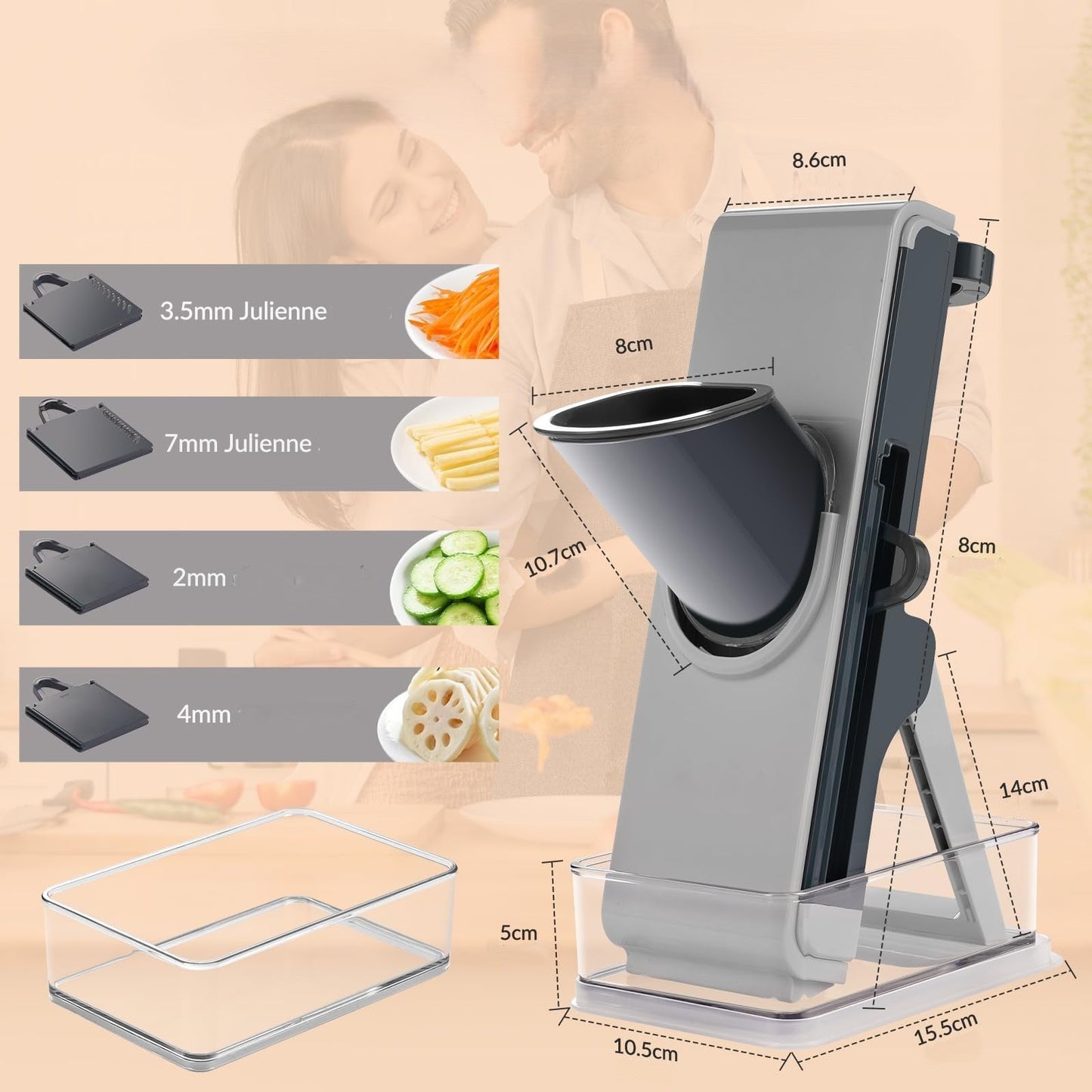 Mandoline Cuisine Multifonction | 4 Lames Interchangeables - Duocuisine