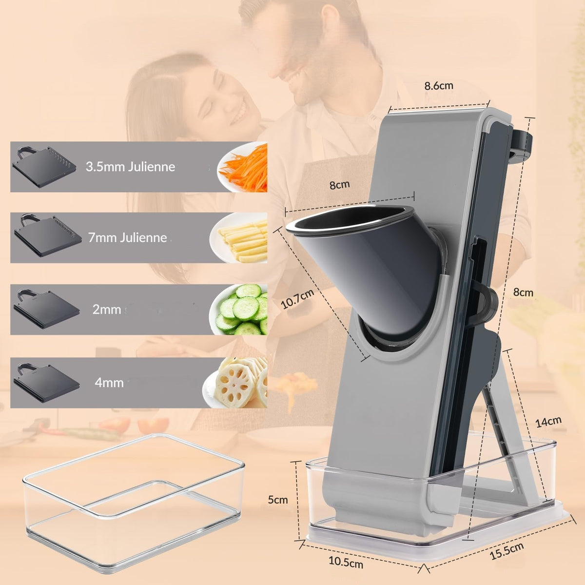 Mandoline Cuisine Multifonction | 4 Lames Interchangeables - Duocuisine