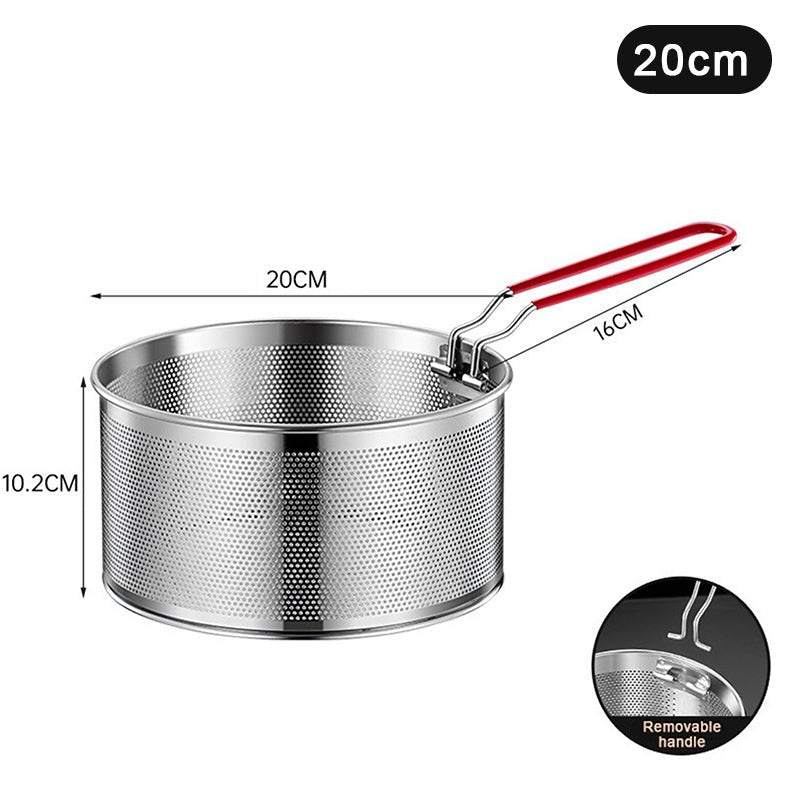 Panier friteuse inox ultra-pratique 20cm – dimensions 20x10,2cm poignée amovible rouge – Duocuisine