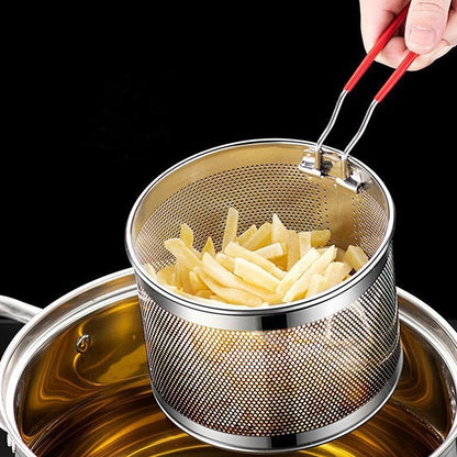 Panier friteuse inox ultra-pratique poignée amovible rouge – 3 tailles disponibles – Duocuisine