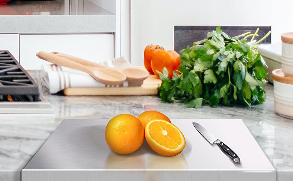 Planche à Découper Acier Inox de Comptoir - Duocuisine