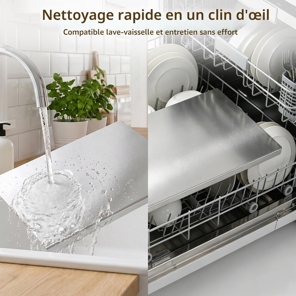 Planche à Découper Inox | Anti-Bactéries 40x30cm ou 50x40cm - Duocuisine