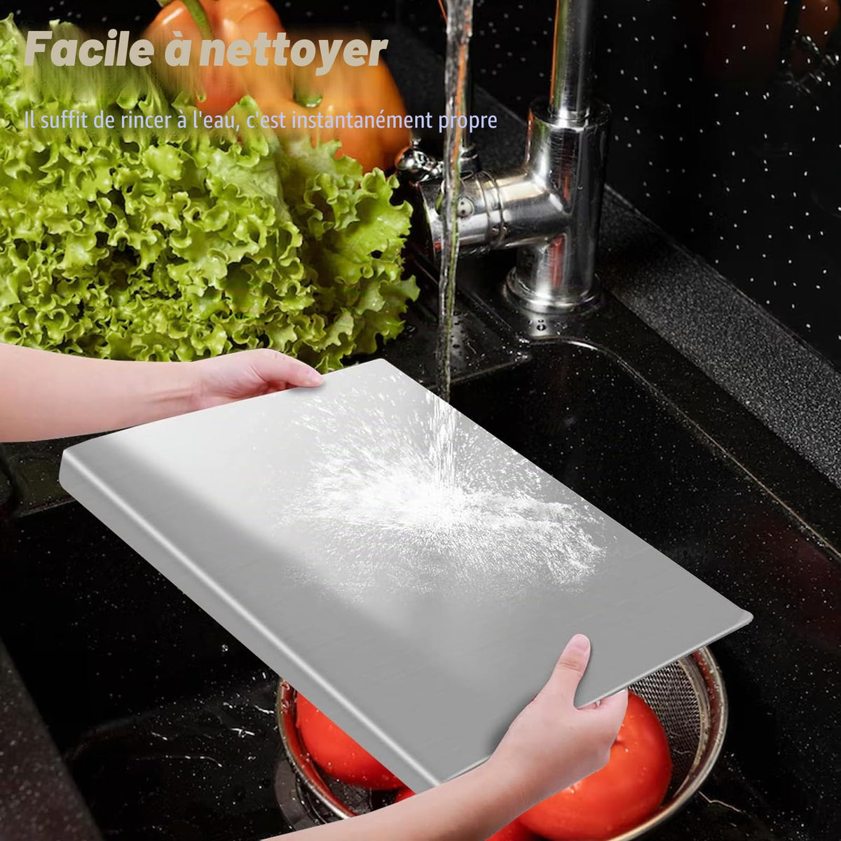Planche à Découper Inox | Anti-Bactéries 40x30cm ou 50x40cm - Duocuisine