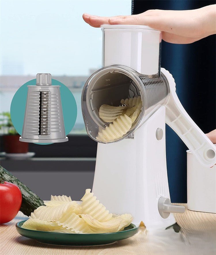 Râpe manuelle rotative blanche - tranche pomme de terre