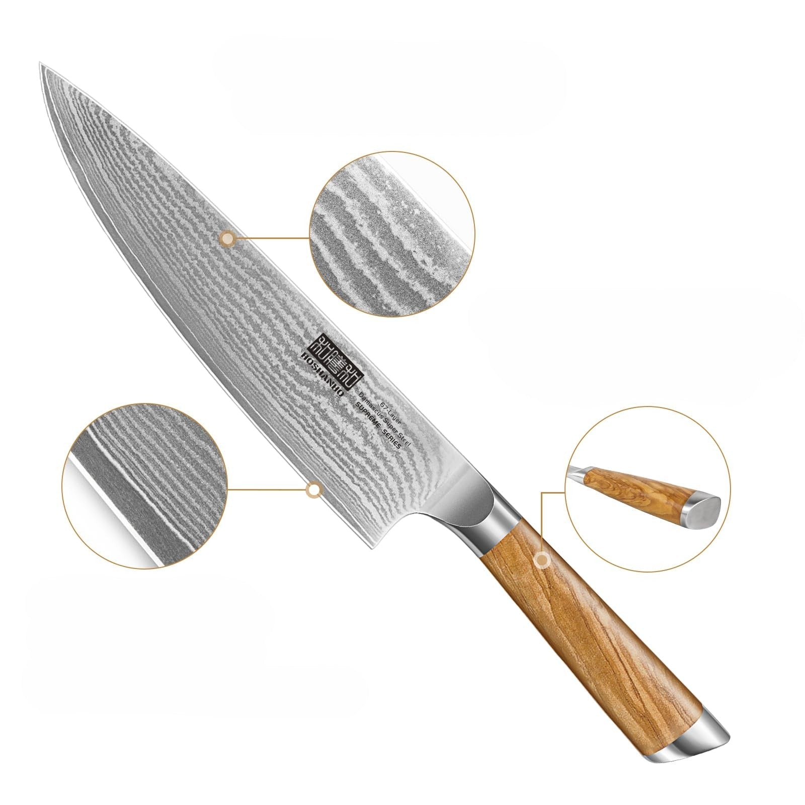 Set de Couteaux de Cuisine Hoshanho 3 Pièces Brun - Duocuisine